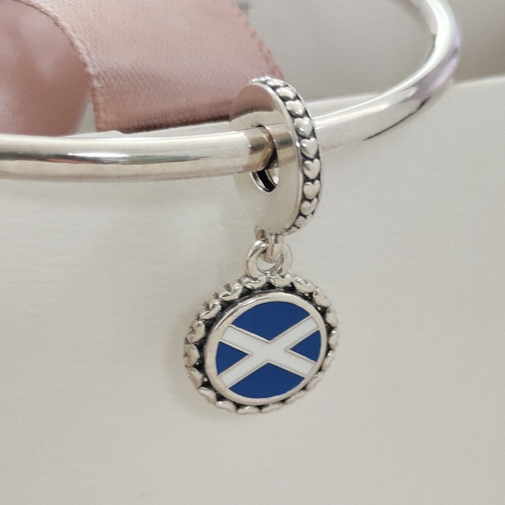 Pandora Scotland Flag Travel Exclusive Dangle Charm with box